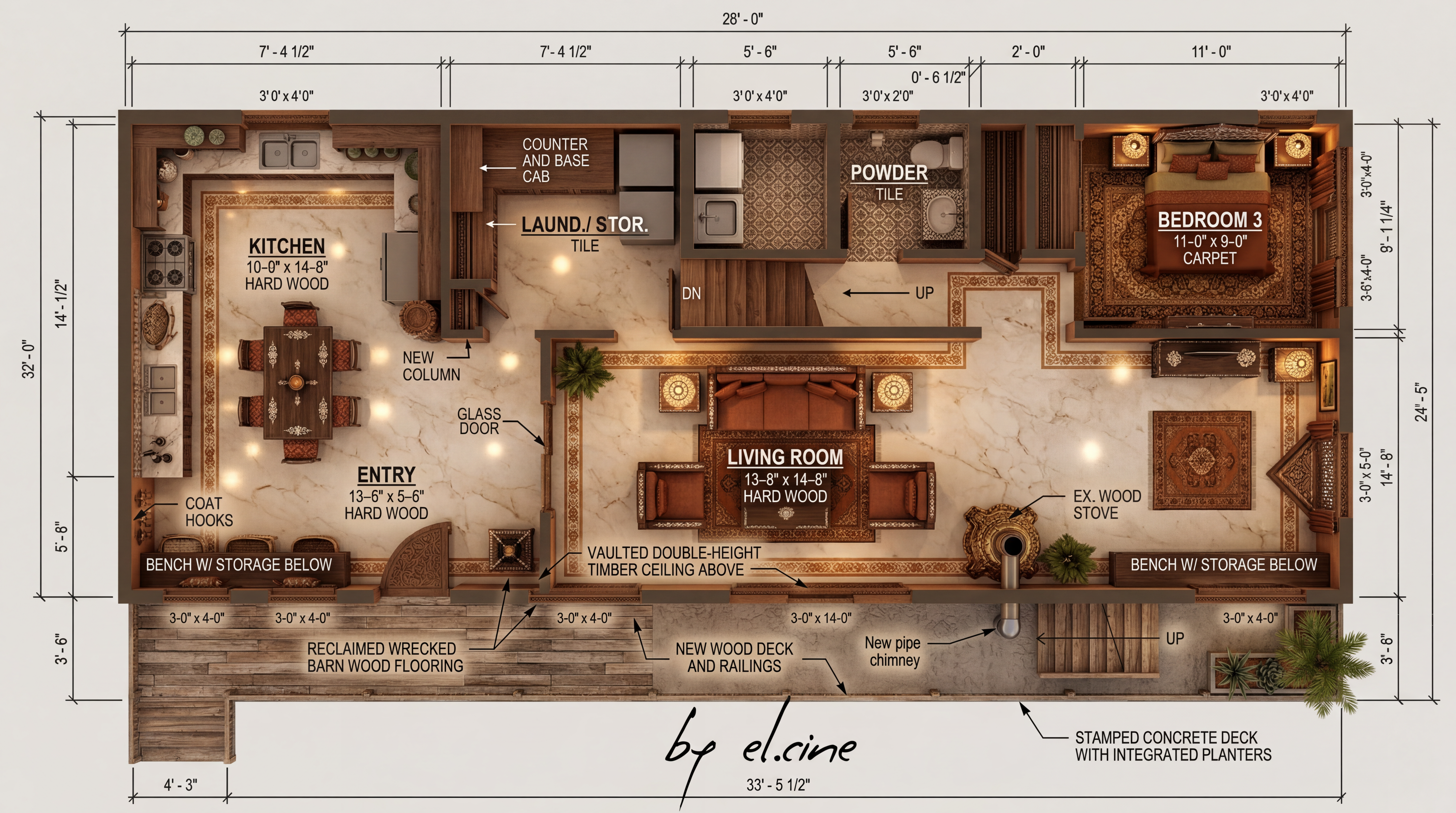 2D to 3D Plans - 3D Render